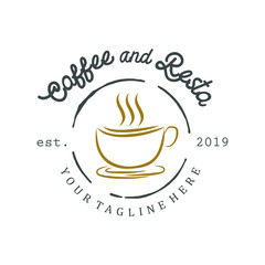 coffee vintage logo design rof cafe and shop