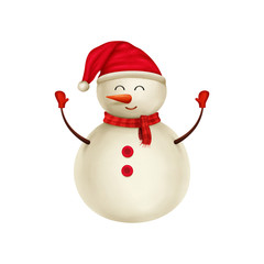 Cute Christmas snowman illustration isolated on white background