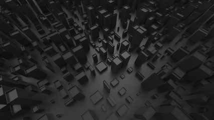 Abstract dark cubic city environment