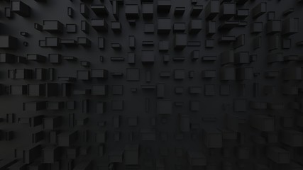 Dark abstract cubic environment - rop down view