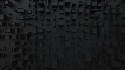 Dark abstract cubic environment - rop down view