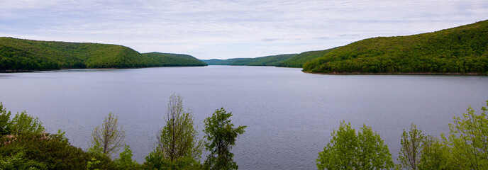 The Allegheny Reservoir in Warren County, Pennsylvania, USA behind Kinzua Dam on a spring day