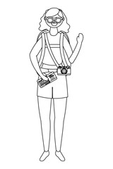 Tourist girl cartoon with bag design
