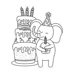 Animal cartoon with Happy Birthday icon design