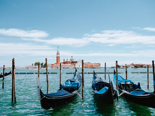 Fototapeta na wymiar San Giorgio Maggiore and gondolas in Venice