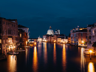 Fototapeta na wymiar Night view from Ponte dell'Accademia.