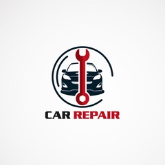 car repair with circle concept logo vector, icon, element, and template for business