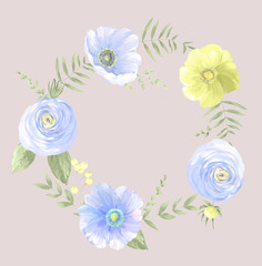 Fototapeta na wymiar Beautiful watercolor flowers for your design and greeting cards for the holiday
