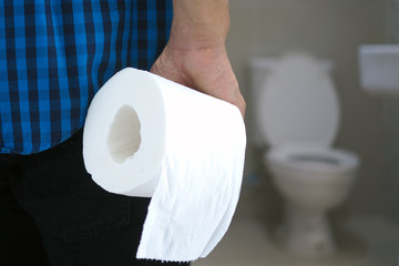 Men have abdominal pain. Want to shit. diarrhea concept
