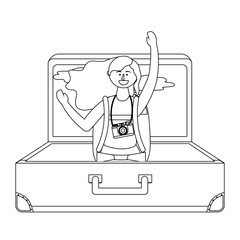 Tourist girl cartoon with bag design