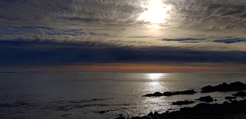 Australian Coastline Pebbly Beach panorama dramatic sunrise landscape