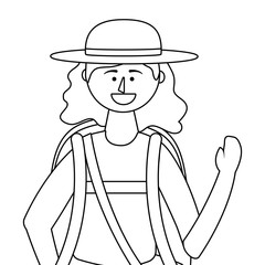 Tourist girl cartoon with bag design