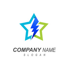 lightning logo, thunder logo + lightning symbol with a star