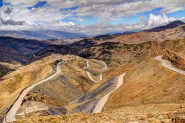 Winding highways in the high Atlas Mountains of Morocco