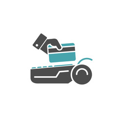 Pos terminal icon on background for graphic and web design. Simple illustration. Internet concept symbol for website button or mobile app.