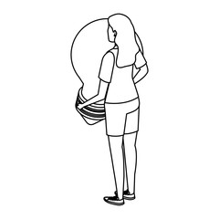 young woman lifting bulb light