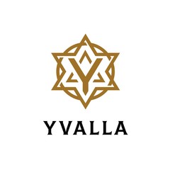 initial letter Y star six logo design