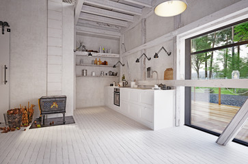 country kitchen interior.