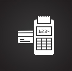 Pos terminal icon on background for graphic and web design. Simple illustration. Internet concept symbol for website button or mobile app.