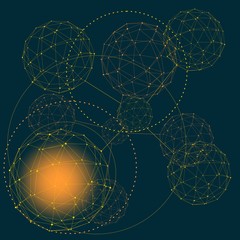 Medical, technology, chemistry and science icon design template. Molecule and communication background. Connected lines with dots.