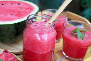 Cold and fresh Watermelon Smoothie. Fruit juice is good for health.