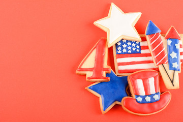 Fototapeta na wymiar Patriotic cookies for 4th of July.