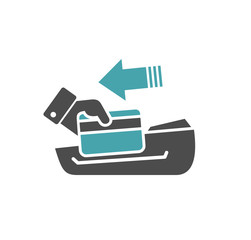 Pos terminal icon on background for graphic and web design. Simple illustration. Internet concept symbol for website button or mobile app.