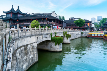 Ancient Architectural Landscape of Qinhuai River in Nanjing..