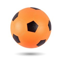 Orange Rubber Ball with Black Spots Isolated over White Background - 270326196
