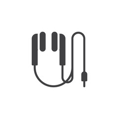 Earphones with connector vector icon. filled flat sign for mobile concept and web design. Earbud cable glyph icon. Symbol, logo illustration. Vector graphics