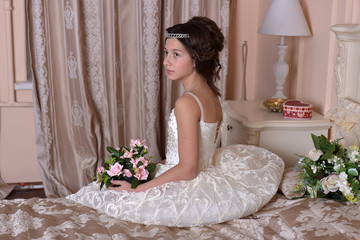 victorian girl in white dress