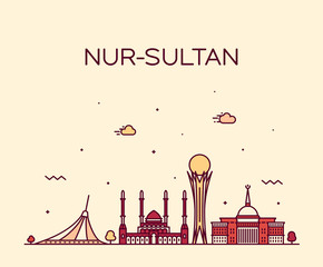 Nur-Sultan Astana skyline Kazakhstan a vector city - obrazy, fototapety, plakaty