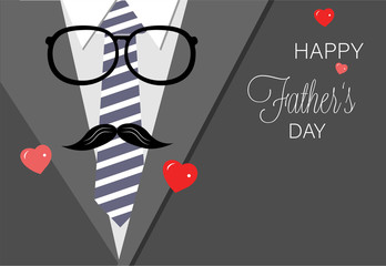 Happy father s day concept design of necktie and glasses with mustache vector illustration