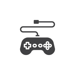 Game controller vector icon. Gamepad filled flat sign for mobile concept and web design. Wired Joystick glyph icon. Symbol, logo illustration. Vector graphics