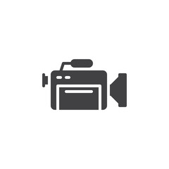 Professional video camera vector icon. filled flat sign for mobile concept and web design. Camcorder with microphone glyph icon. Symbol, logo illustration. Vector graphics