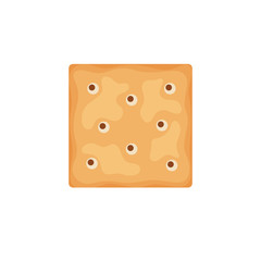 Cracker chips square shape isolated on white background. Biscuit cookies for breakfast, tasty snack food - vector illustration