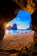 Phra nang cave beach  Thai sea - 270329369
