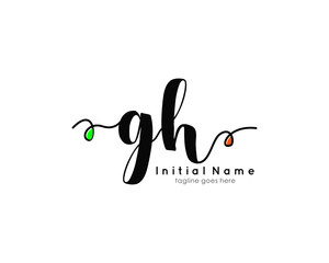 G H GH Initial brush color logo template vetor