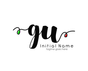 Obraz premium G U GU Initial brush color logo template vetor