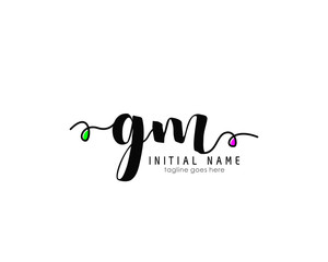 G M GM Initial brush color logo template vetor