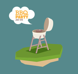 Vector illustration isometric barbecue. BBQ icon