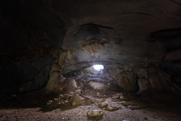 Fototapeta na wymiar Dark Underground A-rawan Cave, Phare ,thailand