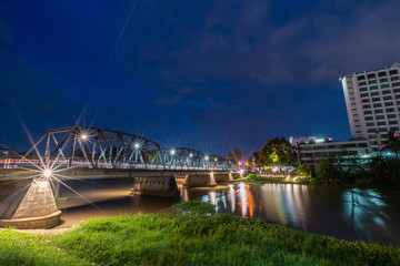 The Iron Bridge Ping river viewpoint  in Chiang Mai, Thailand