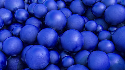 Abstract three-dimensional background of blue spheres with texture. 3d render