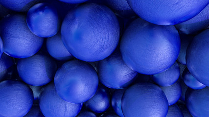 Abstract three-dimensional background of blue spheres with texture. 3d render