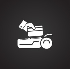 Pos terminal icon on background for graphic and web design. Simple illustration. Internet concept symbol for website button or mobile app.