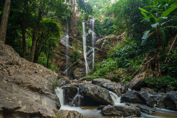 Naklejka na ściany i meble one of the most beautiful to visit waterfall call Mok Fah in Chiangmai