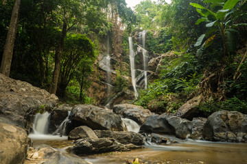 one of the most beautiful to visit waterfall call Mok Fah in  Chiangmai