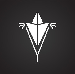 Kite icon on black background for graphic and web design. Simple vector sign. Internet concept symbol for website button or mobile app.