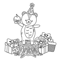 Animal cartoon with Happy Birthday icon design
